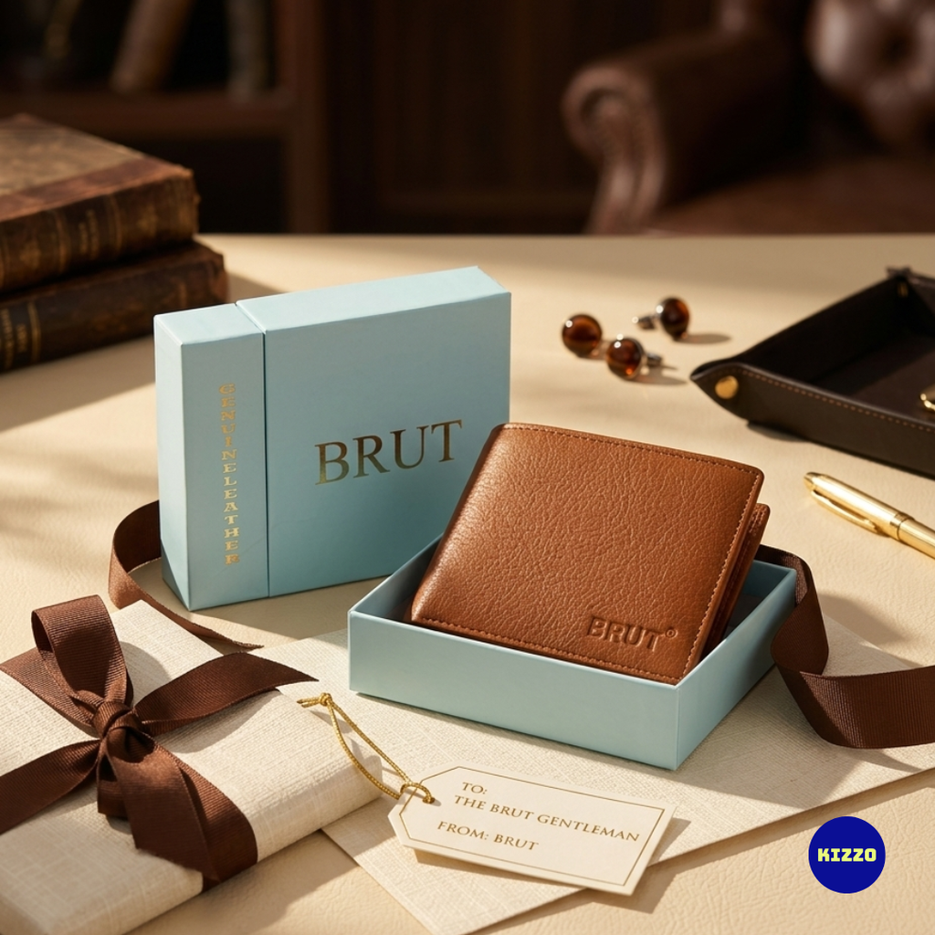 Brut Tan Leather Wallet For Men