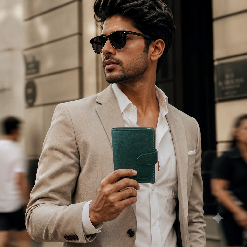Green Leather Card Holder For Men