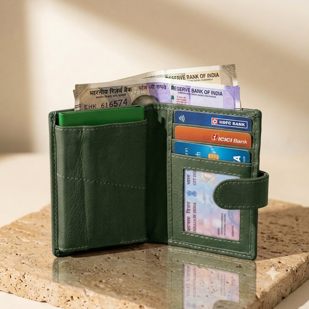 Green Leather Card Holder For Men