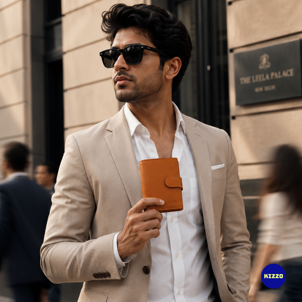 Tan Leather Card Holder For Men