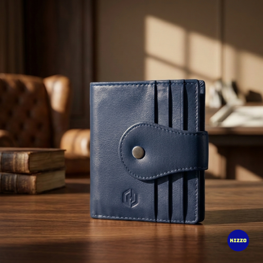 Hazzard Blue Leather Card Holder For Men