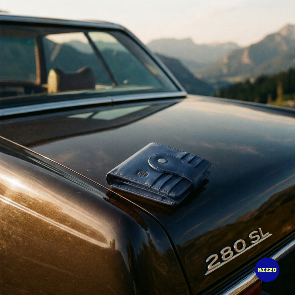 Hazzard Blue Leather Card Holder For Men