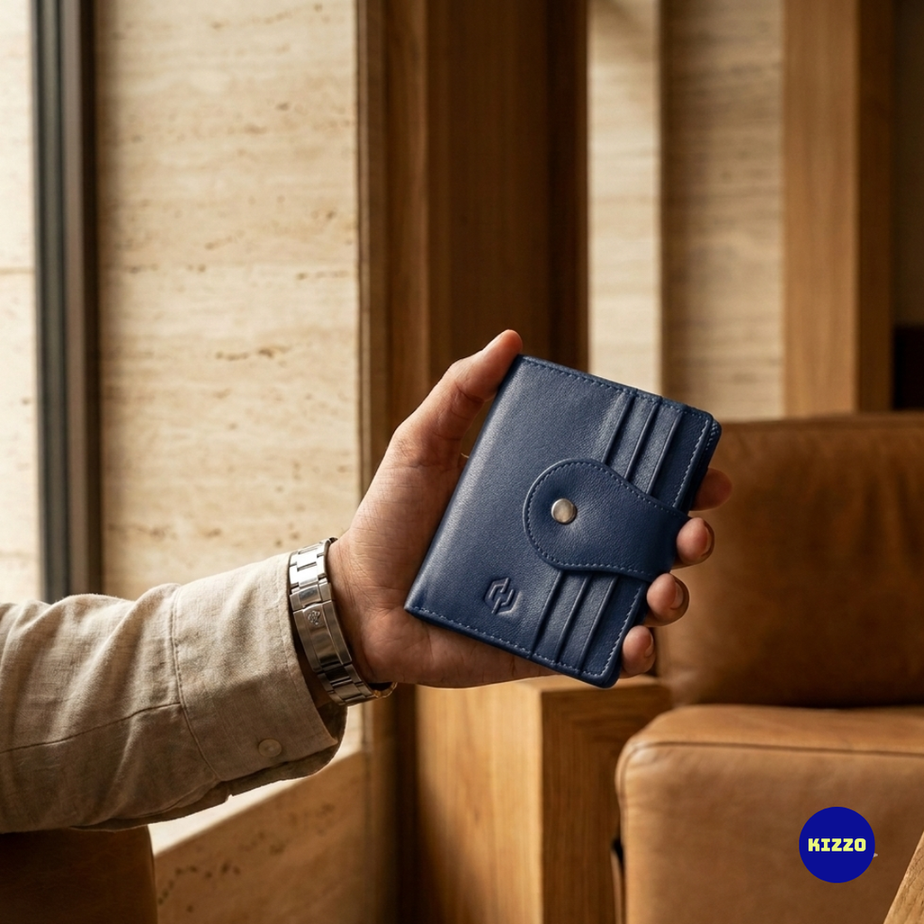 Hazzard Blue Leather Card Holder For Men