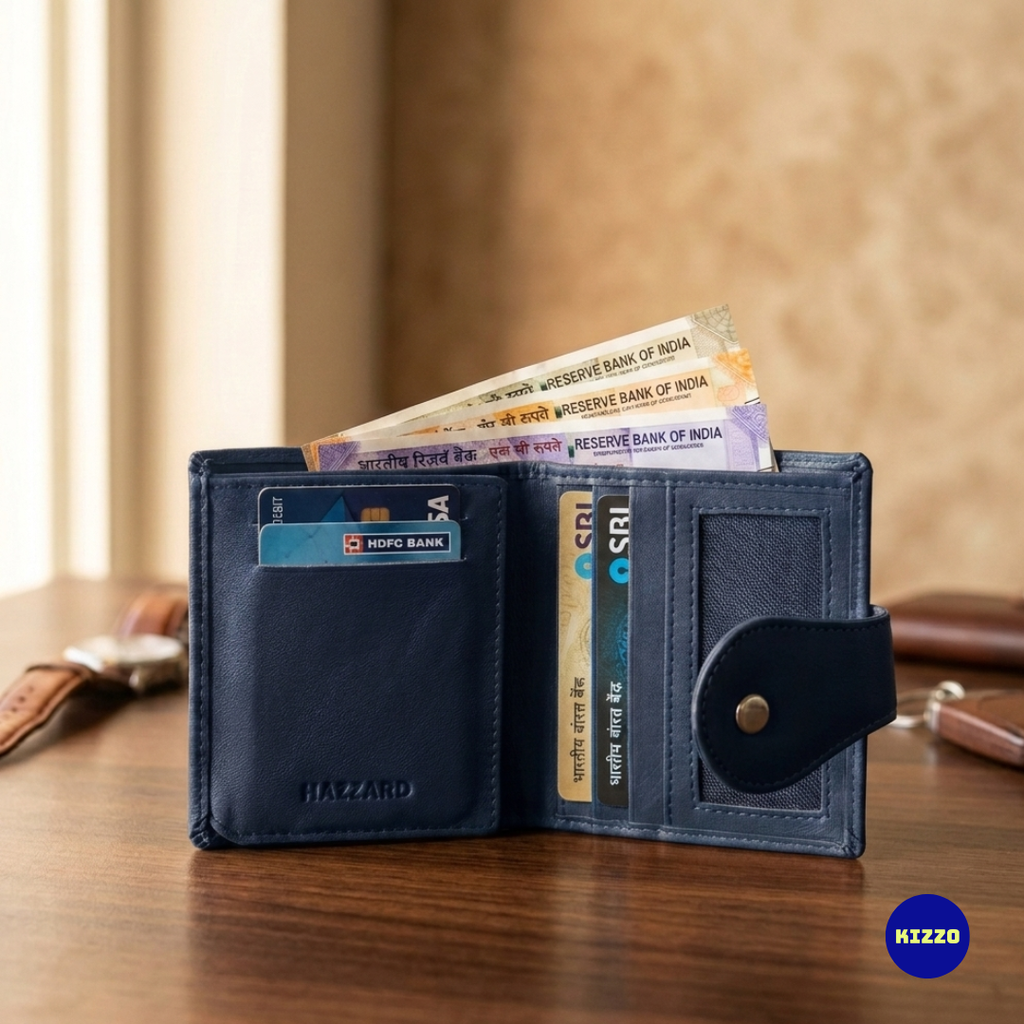 Hazzard Blue Leather Card Holder For Men
