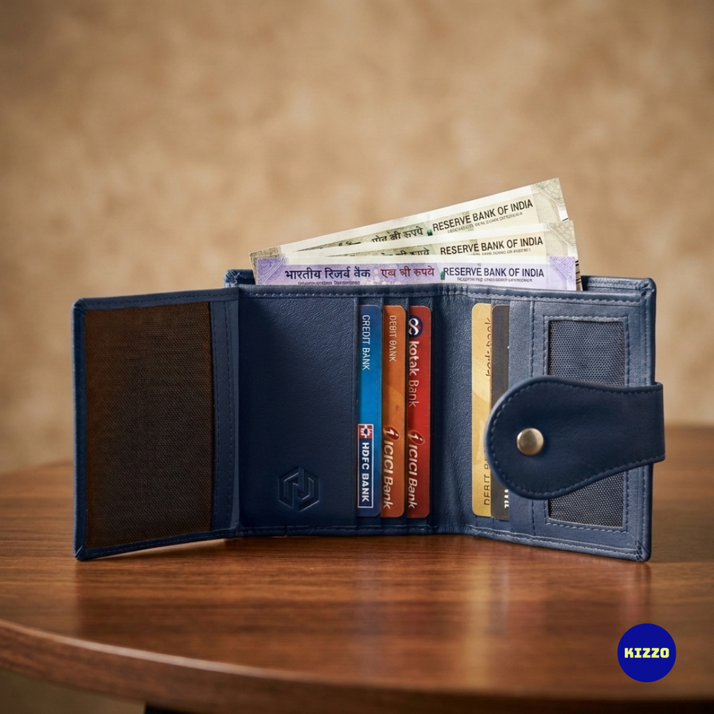 Hazzard Blue Leather Card Holder For Men