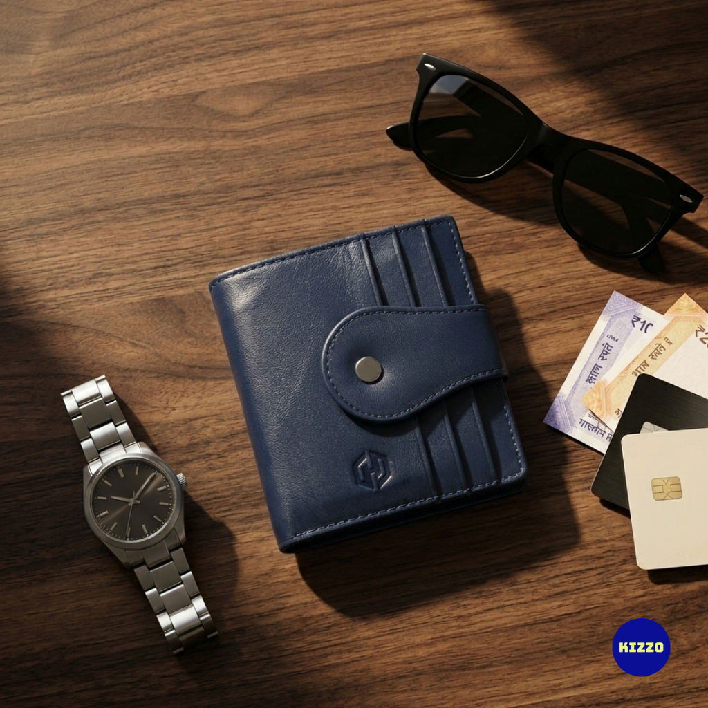 Hazzard Blue Leather Card Holder For Men