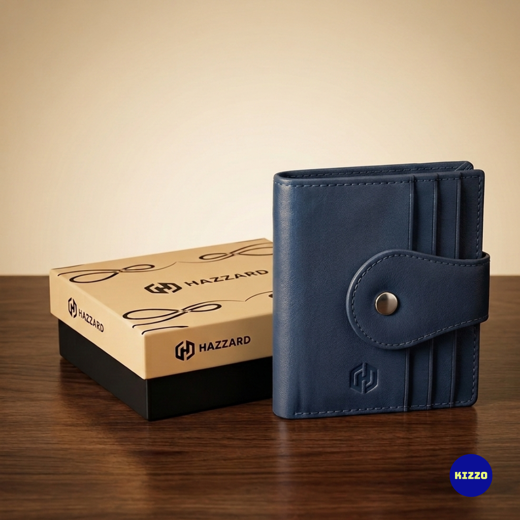 Hazzard Blue Leather Card Holder For Men