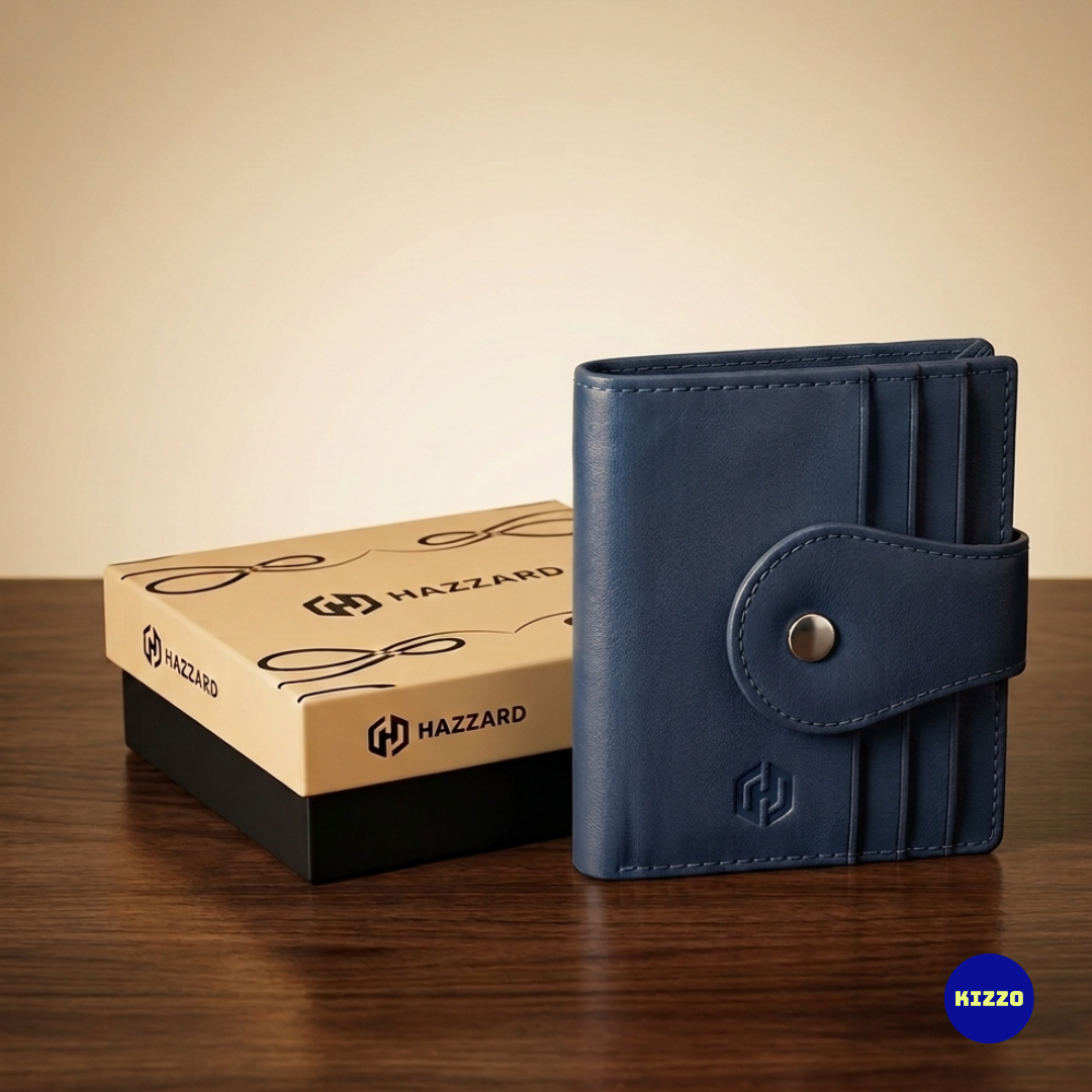 Hazzard Blue Leather Card Holder For Men