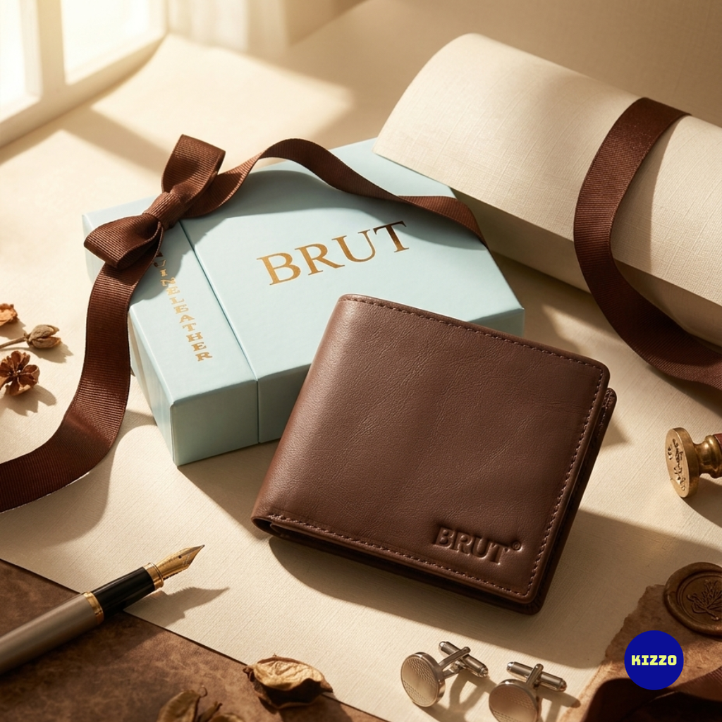 Brut Brown Leather Wallet For Men