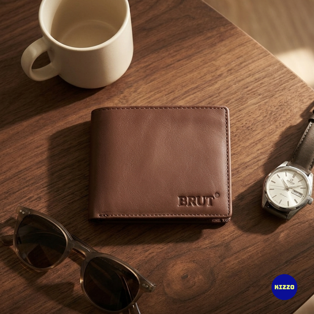 Brut Brown Leather Wallet For Men