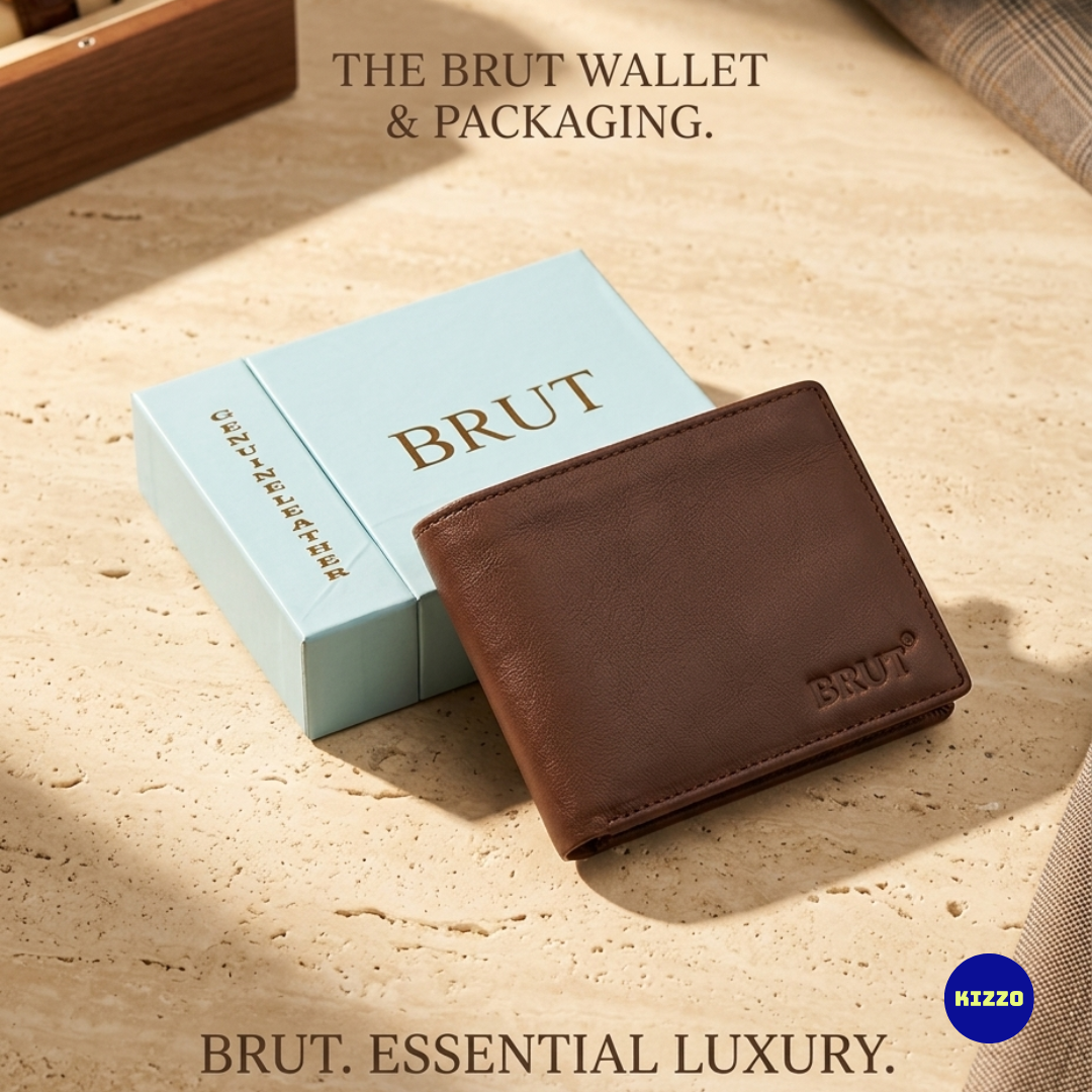 Brut Brown Leather Wallet For Men