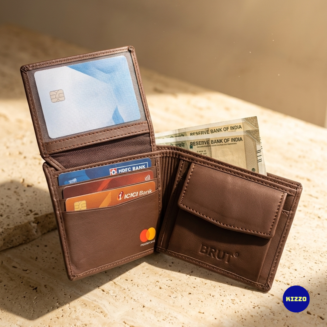 Brut Brown Leather Wallet For Men