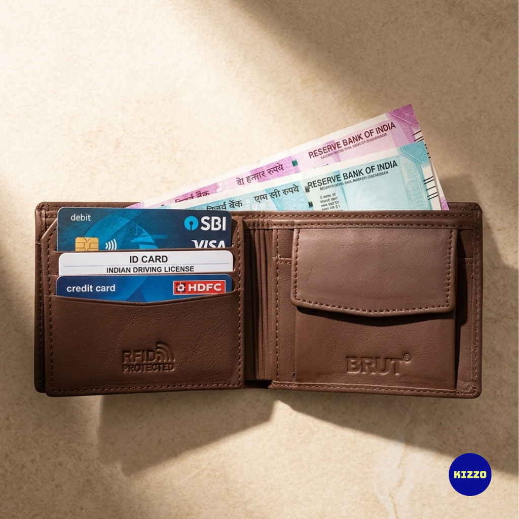 Brut Brown Leather Wallet For Men