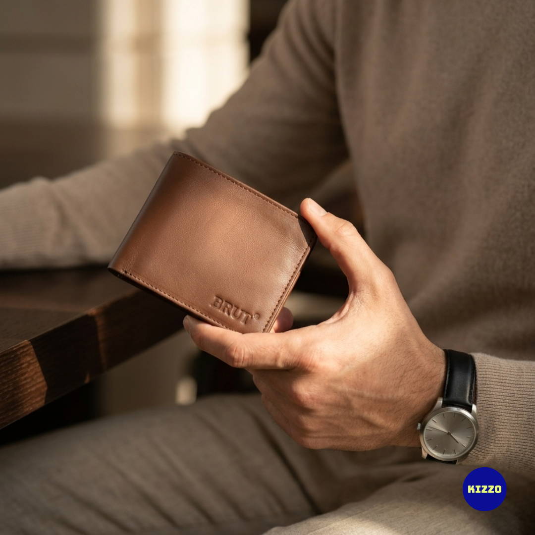 Brut Brown Leather Wallet For Men