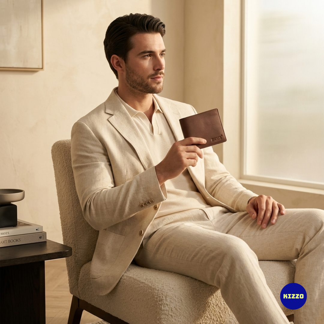 Brut Brown Leather Wallet For Men