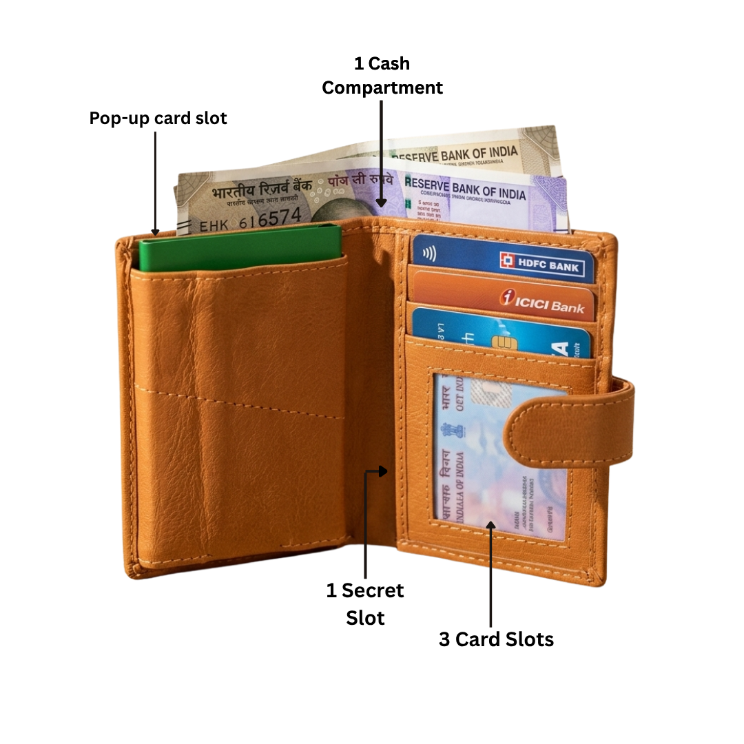Tan Leather Card Holder For Men