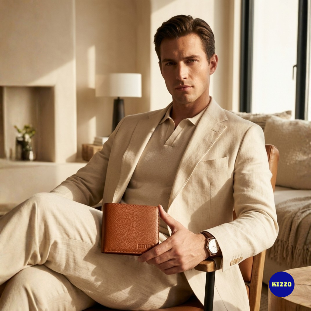 Brut Tan Leather Wallet For Men