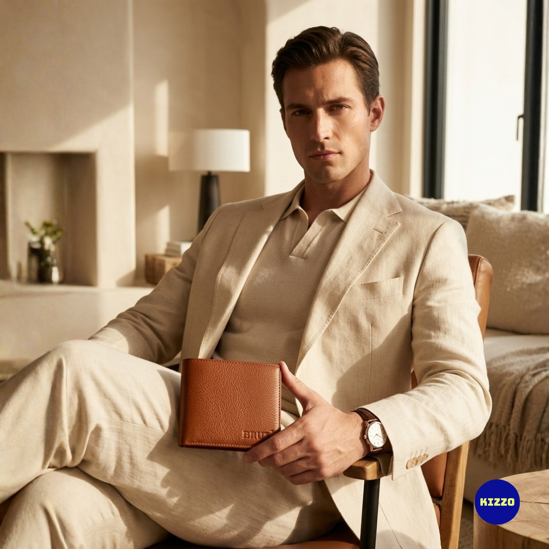 Brut Tan Leather Wallet For Men