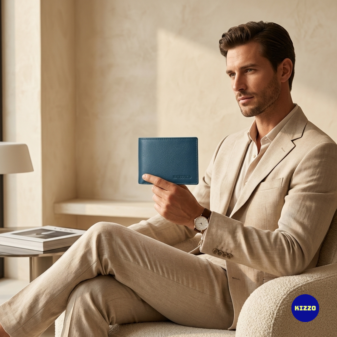 Blue Leather Wallet for Men