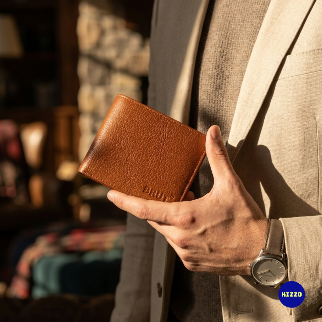 Brut Tan Leather Wallet For Men