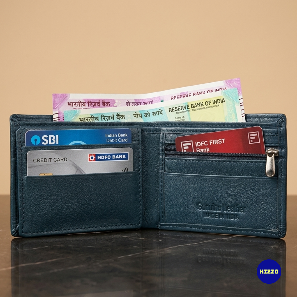 Blue Leather Wallet for Men