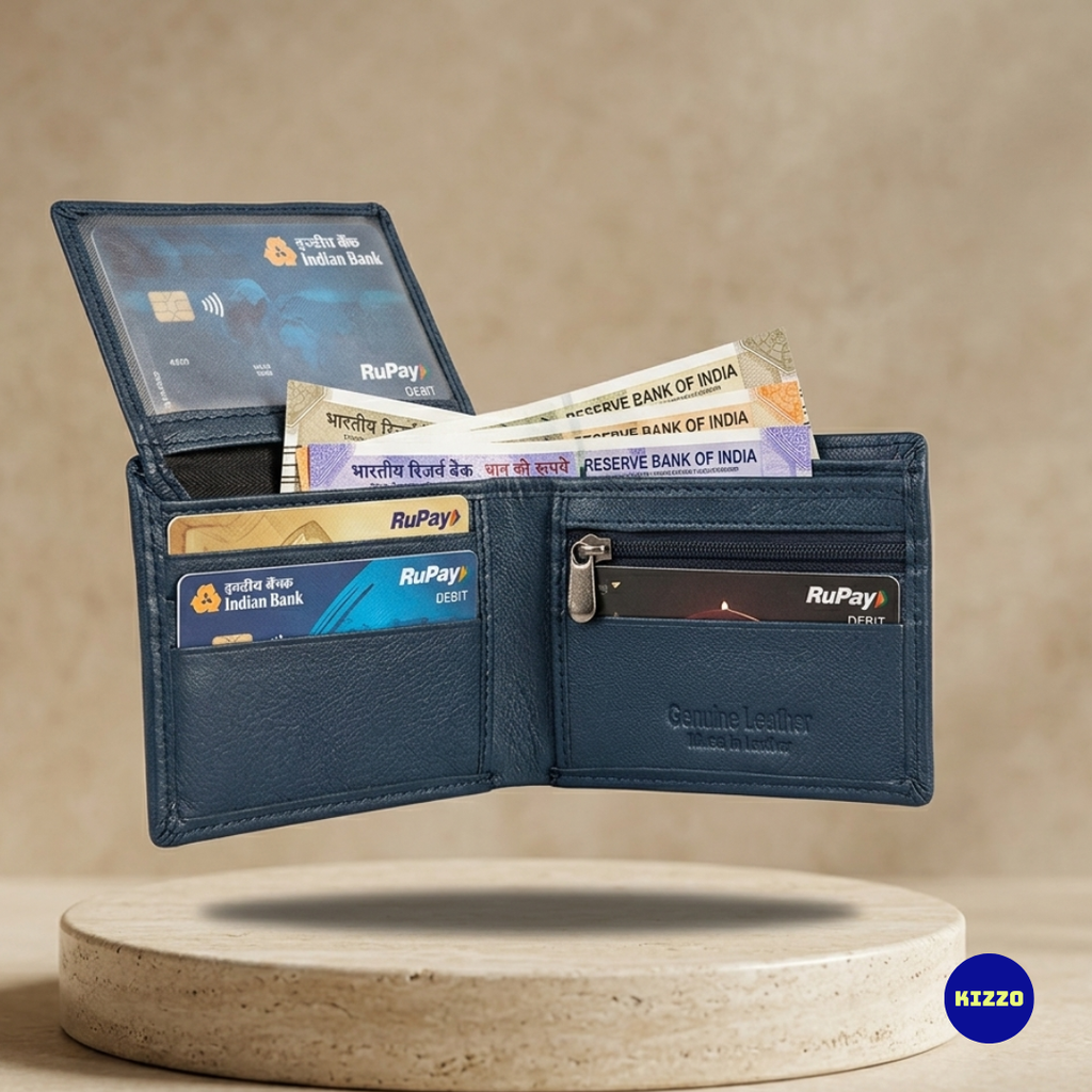 Blue Leather Wallet for Men