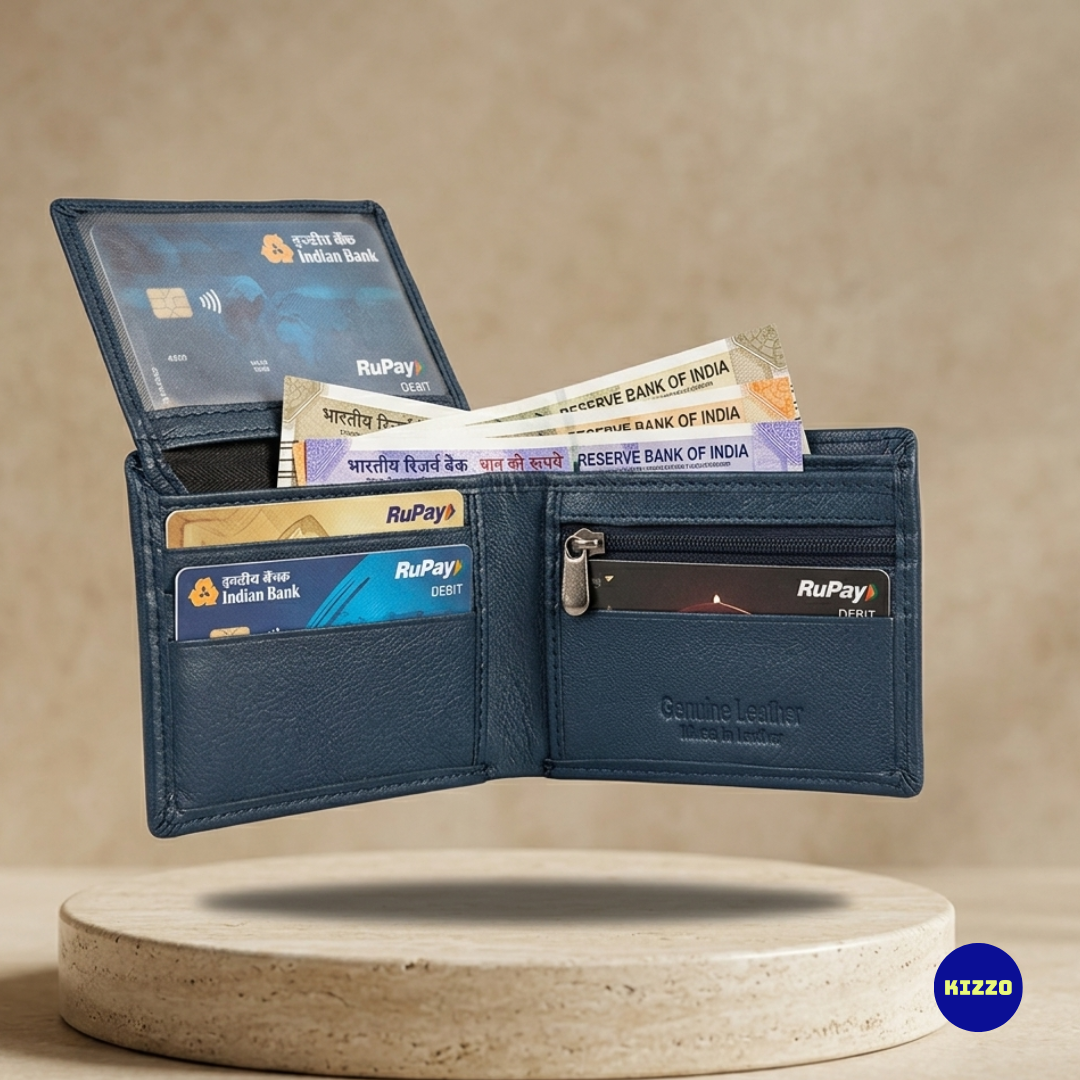 Blue Leather Wallet for Men