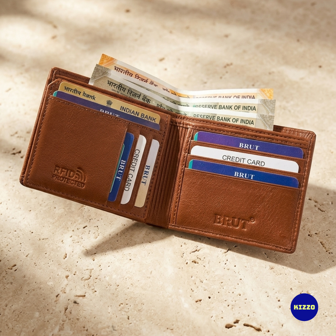 Brut Tan Leather Wallet For Men