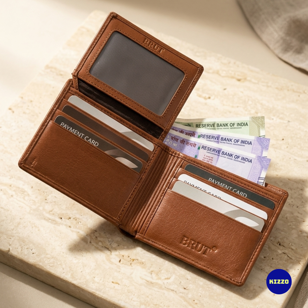 Brut Tan Leather Wallet For Men