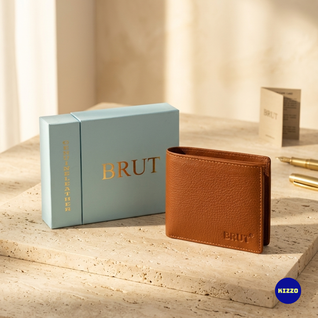 Brut Tan Leather Wallet For Men
