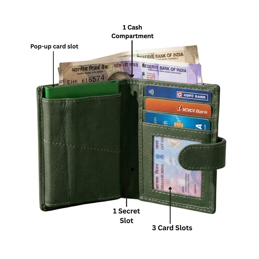 Green Leather Card Holder For Men