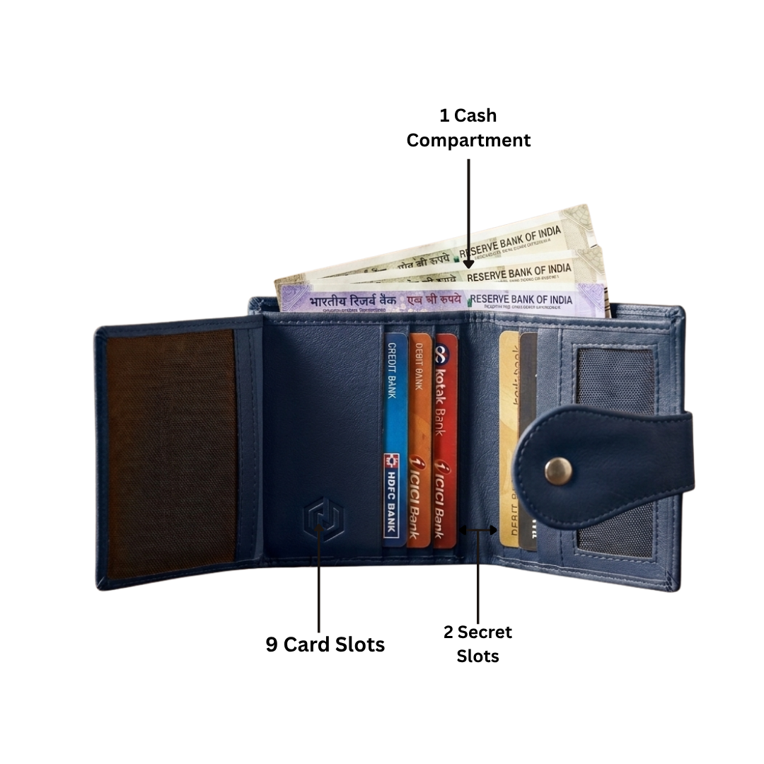 Hazzard Blue Leather Card Holder For Men