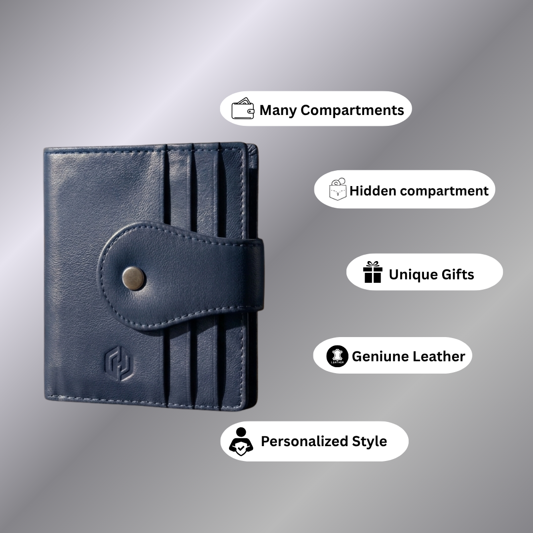 Hazzard Blue Leather Card Holder For Men