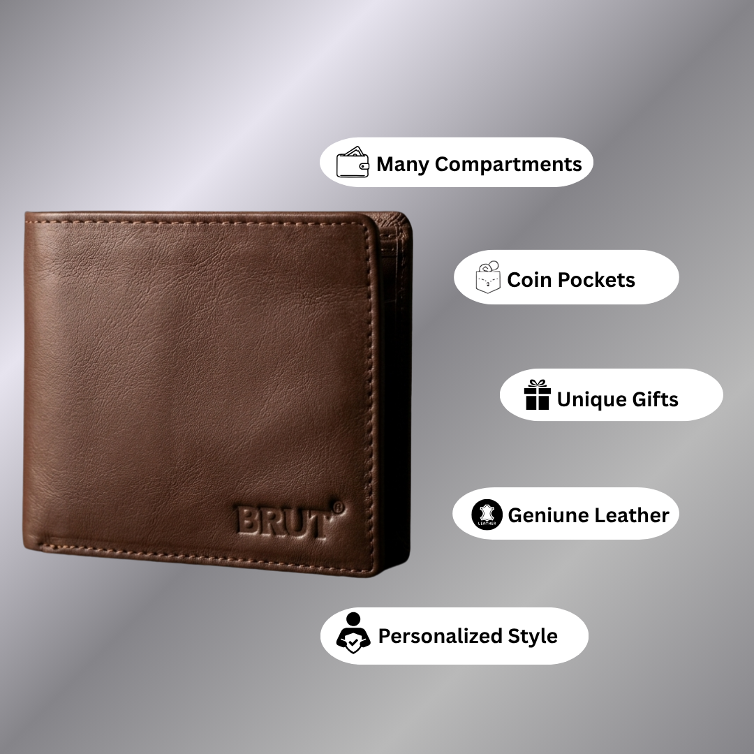 Brut Brown Leather Wallet For Men