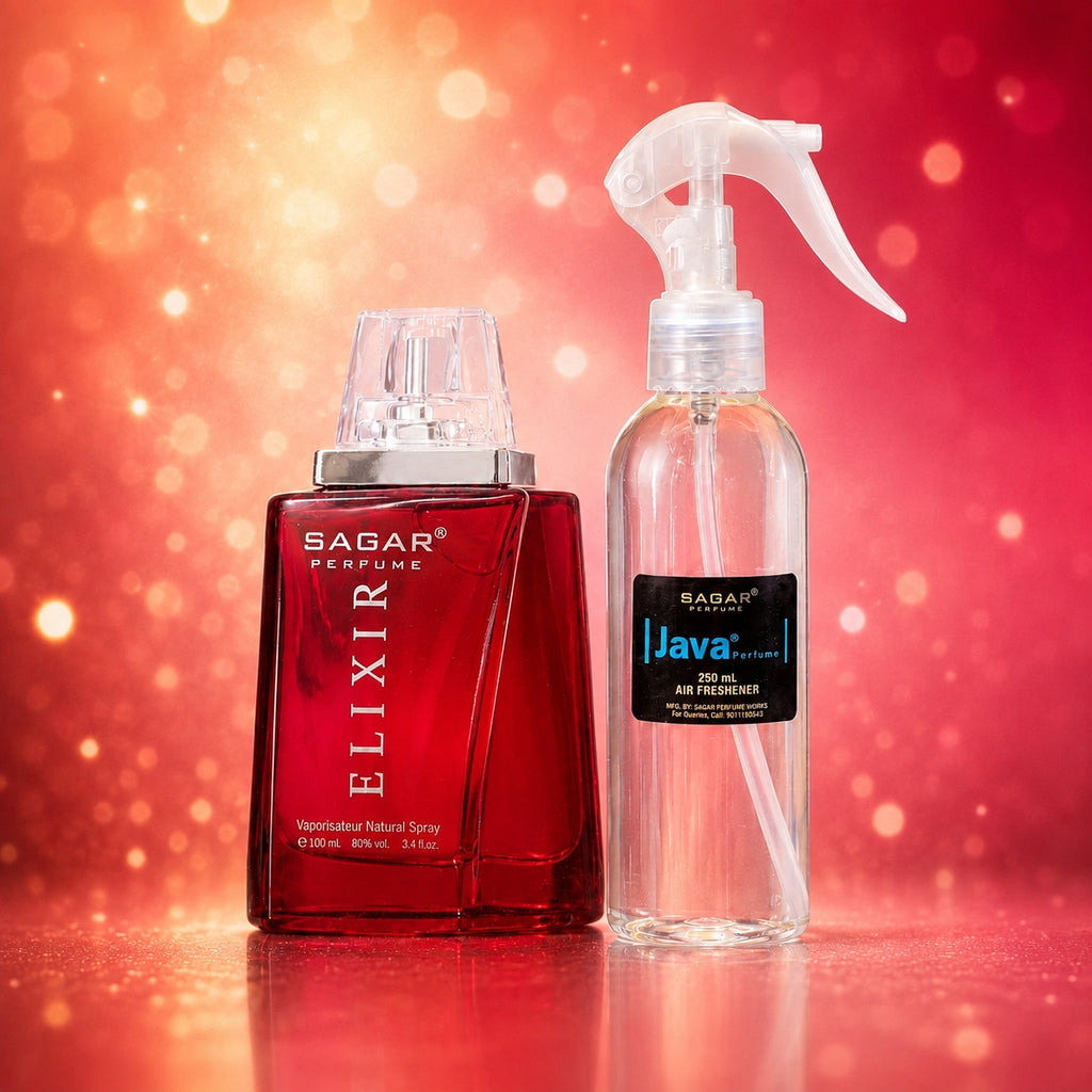 Perfume Gift Set for Raksha Bandhan - For Women - 100ml + Room Freshener - Sagar Perfume - Elixir, Sagar Java Room Freshener - Kizzo