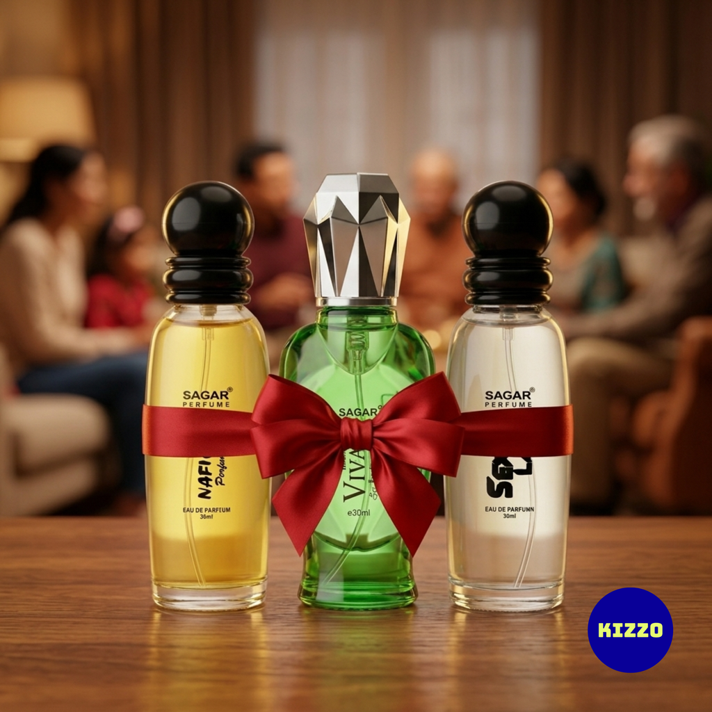 Perfume Gift Set for Raksha Bandhan - For Women - 3 x 30ml - Sagar Perfume - Nafizza, Vivah Green, Sexy Lady - Kizzo