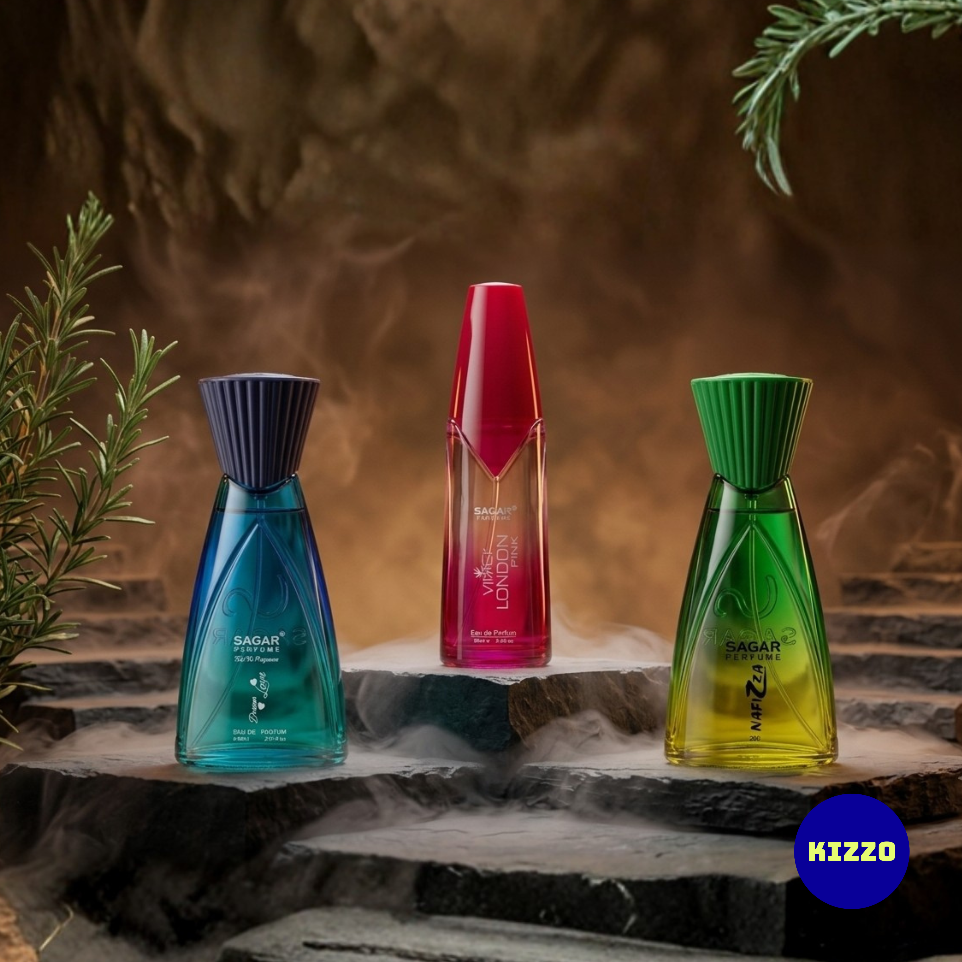Perfume Gift Set for Raksha Bandhan - For Women - 3 x 60ml - Sagar Perfume - Dream Love, Nafizza, Vivah London Pink - Kizzo